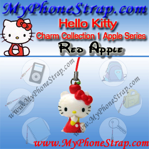 HELLO KITTY RED APPLE BY TOMY ... US APPLE CHARM COLLECTION SERIES 1 DETAIL